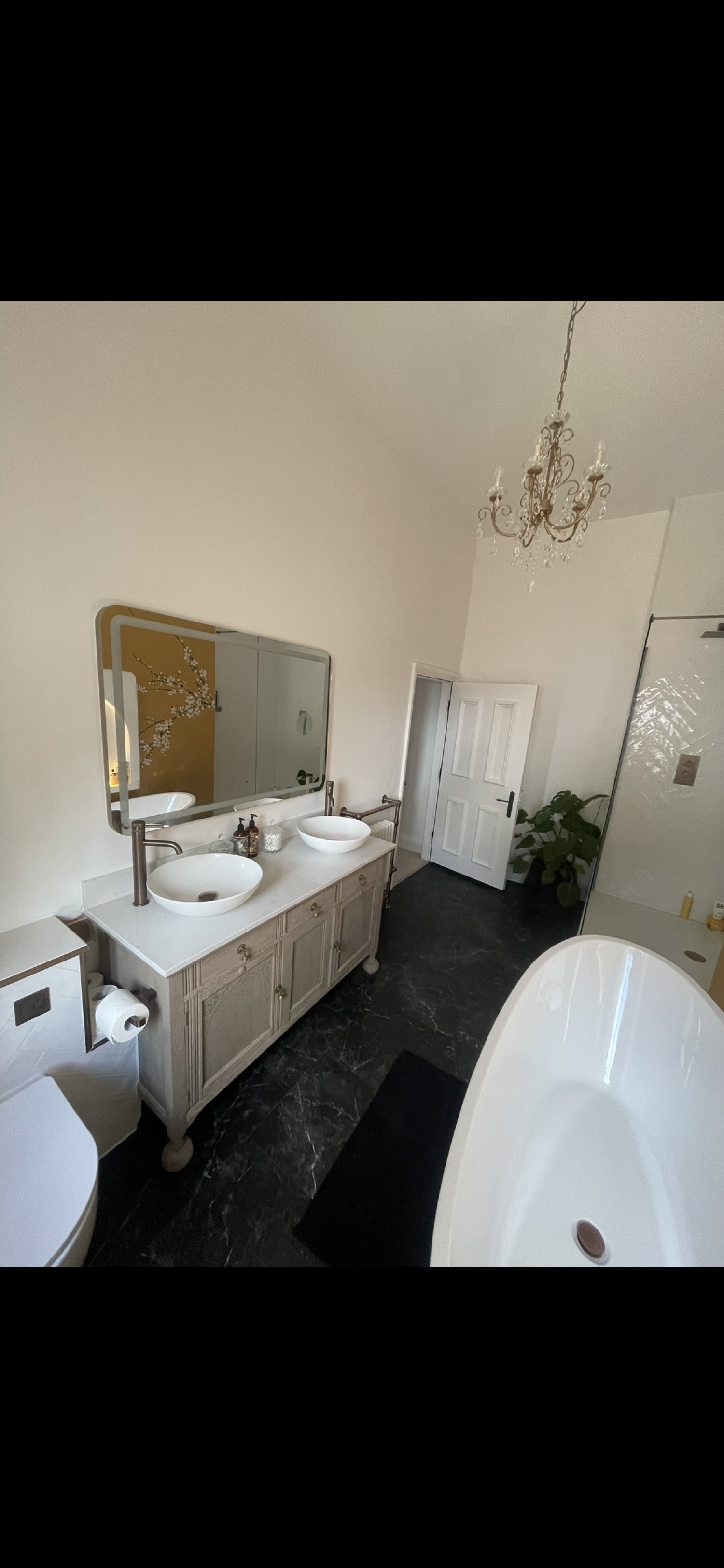 Wide view of luxury bathroom