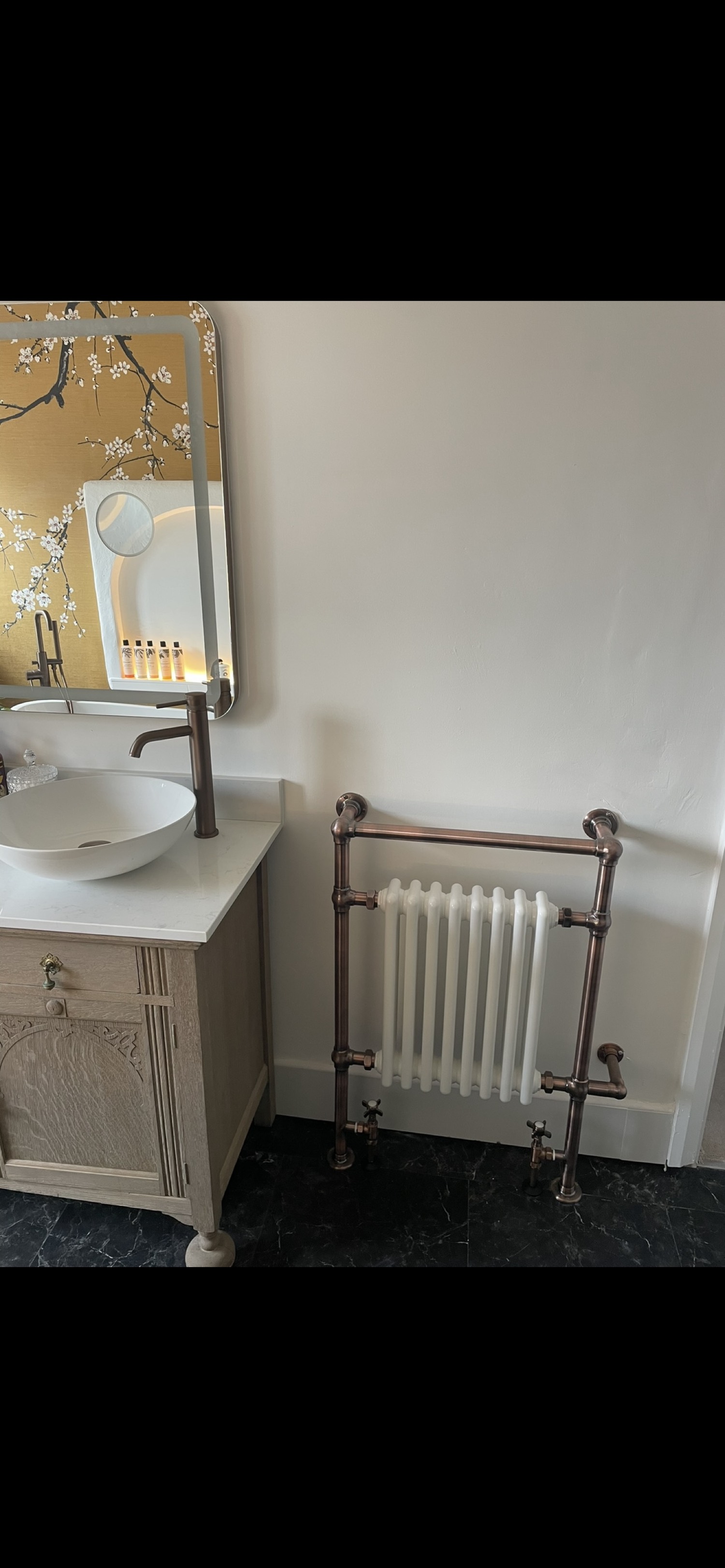 Vanity and heated towel rail
