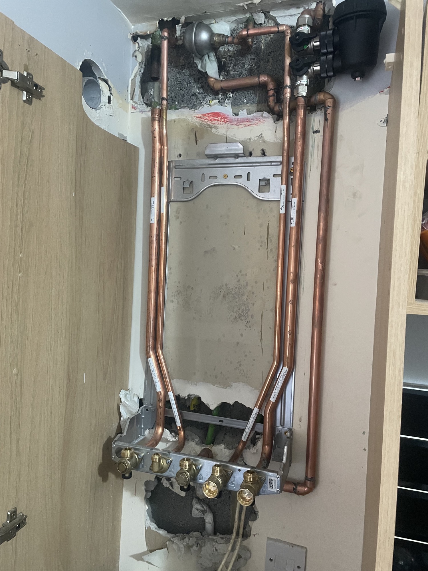 New boiler pipework preparation